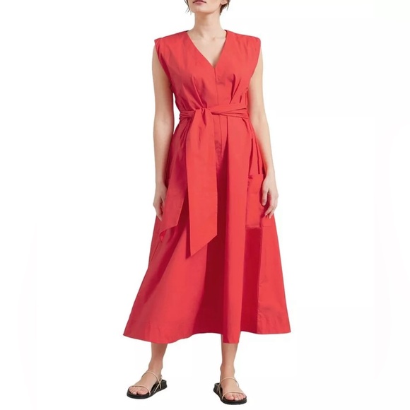 Modern Citizen Dresses & Skirts - Modern Citizen Claudette Tie Waist Cotton Dress in Berry Red- Medium